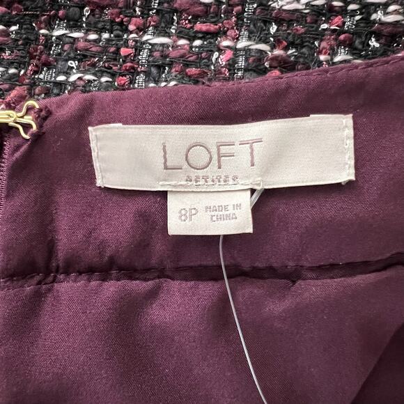 NWT Ann Taylor Loft 8P Mini Skirt | Purple Tweed Boucle Preppy Coquette Sparkle - Picture 11 of 16